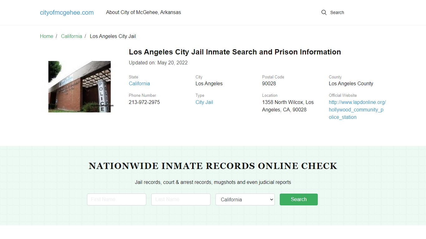 Los Angeles City Jail Inmate Search and Prison Information
